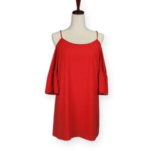 1.STATE True Romance Mini Shift Dress Cold Shoulder Red/Orange Size Small